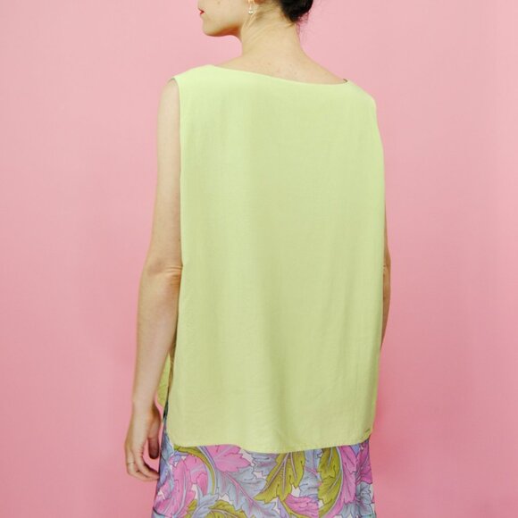 Vintage Silk Reversible Green and Blue Sleeveless Top 90s Y2k - Picture 8 of 17